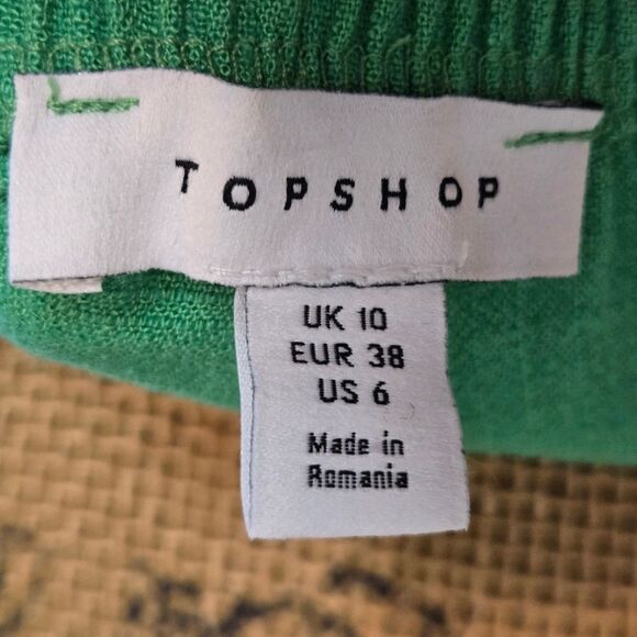 Topshop Bardot Off-Shoulder Short Sleeve Blouse Sz 6 Green - Picture 9 of 13